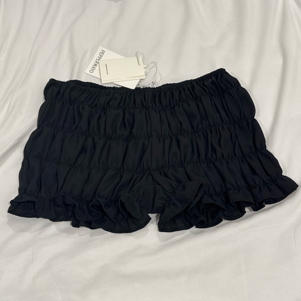 NWT Peppermayo Black Ruffled Mini Shorts